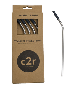 Stainless Steel Straw Packs Charcoal