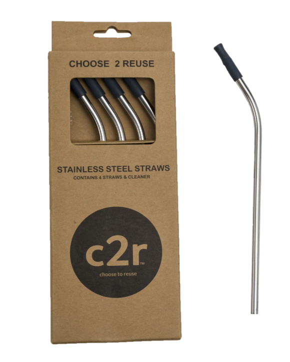 Stainless Steel Straw Packs Charcoal