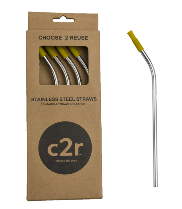 Stainless Steel Straw Packs Mustard