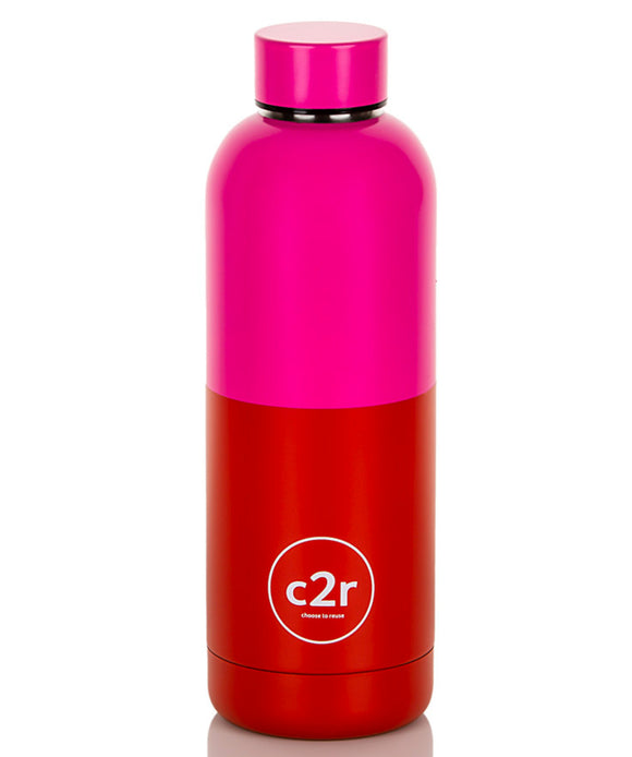 Colour Block Water Bottle Red/Magenta